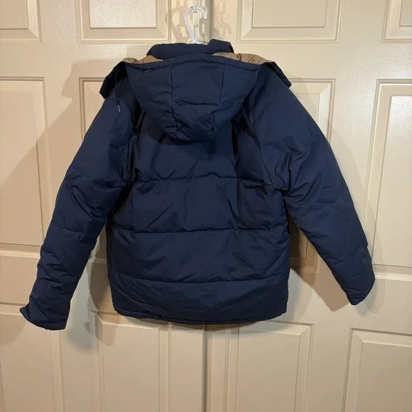 Vintage Alaska Safari Down Jacket Mens L Blue Hooded Puffer Parka Coat 90s Warm